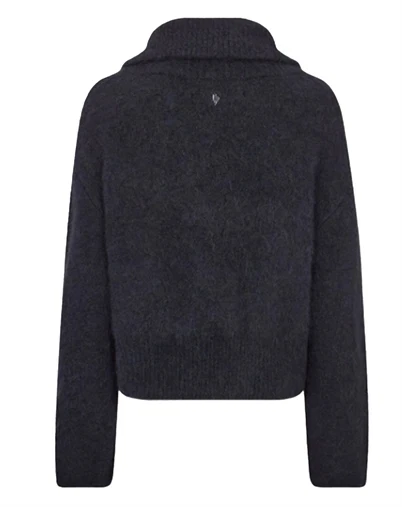 Mos Mosh - MMHulda Strik Zip Cardigan- Salute Navy